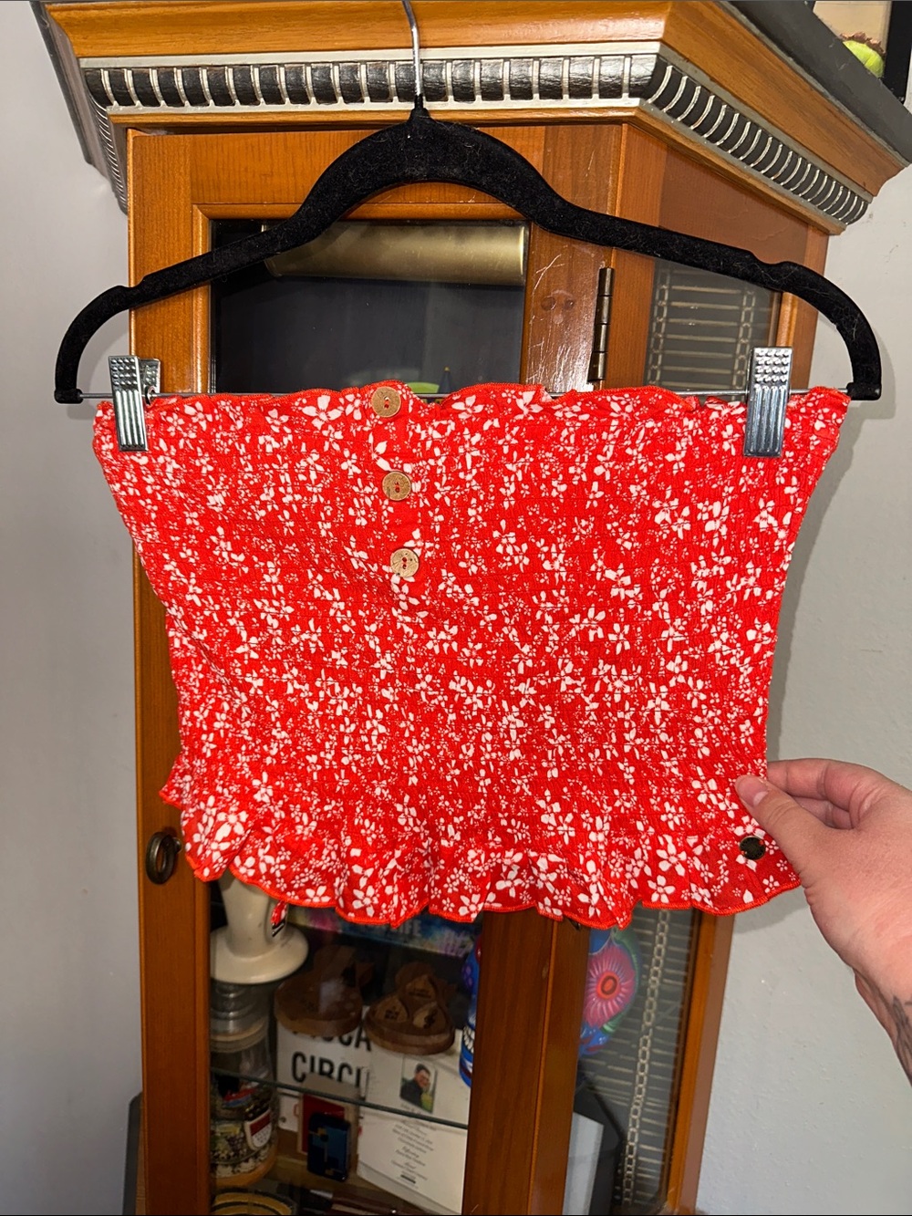 Roxy Red Floral Smocked Tube Top